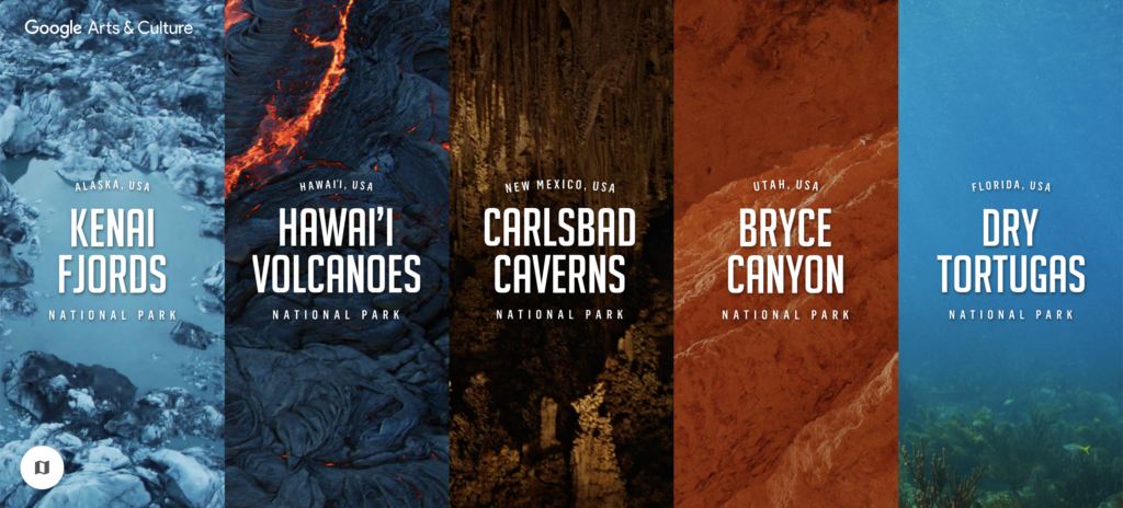 Screenshot of Google Arts and Culture - National Parks and Services